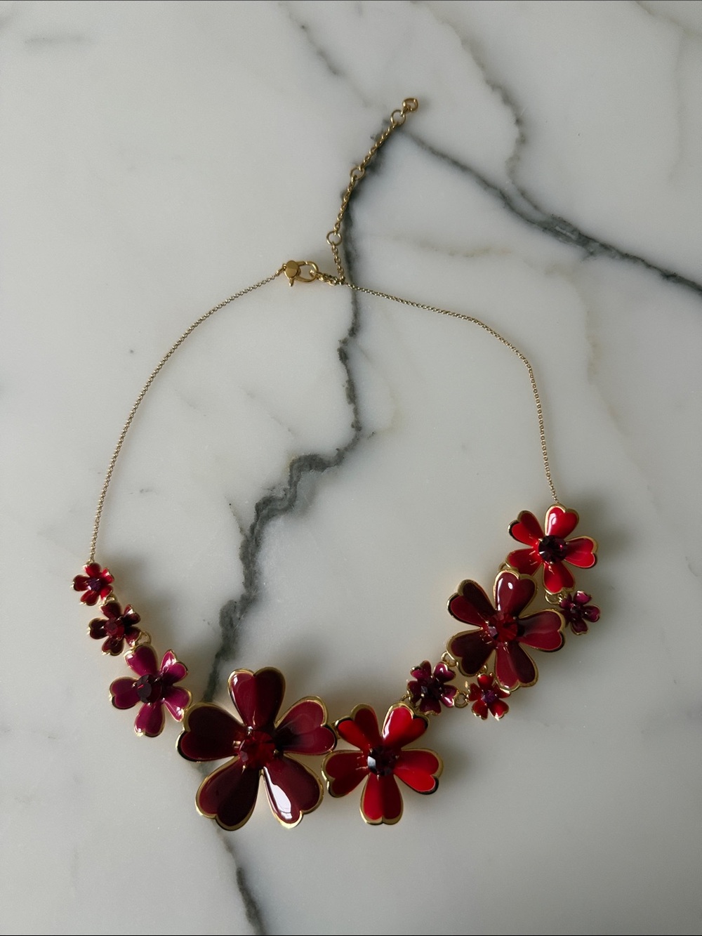 Kate Spade Gold-Tone Red Floral Statement Necklace - Women Jewelry